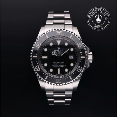 Rolex Certified Pre-owned Sea-Dweller M116660-0001 front on black background