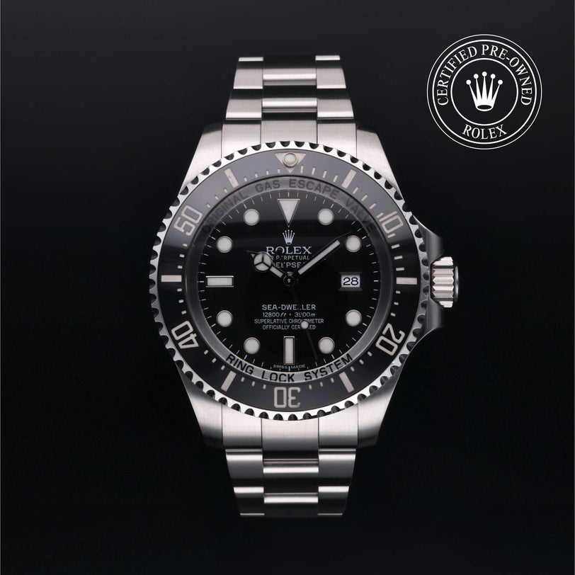 Rolex Certified Pre-owned Sea-Dweller M116660-0001 front on black background