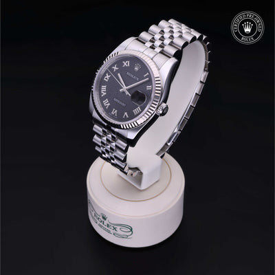 Rolex Certified Pre-owned Datejust M116234-0119 front on black background
