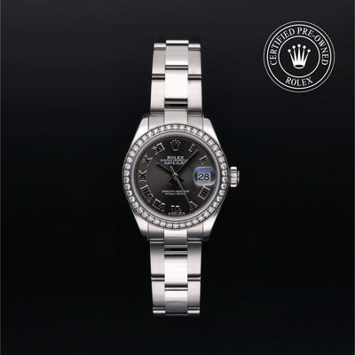 Rolex Certified Pre-owned Lady Datejust M279384RBR-0016 front on black background
