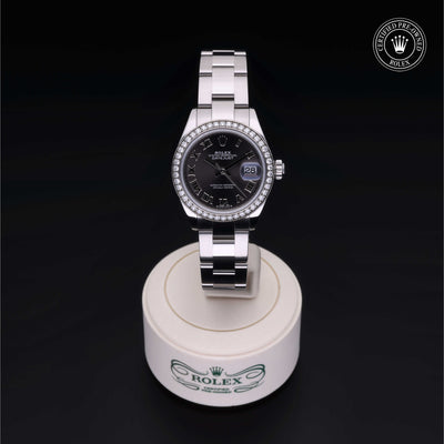 Rolex Certified Pre-owned Lady Datejust M279384RBR-0016 front on black background