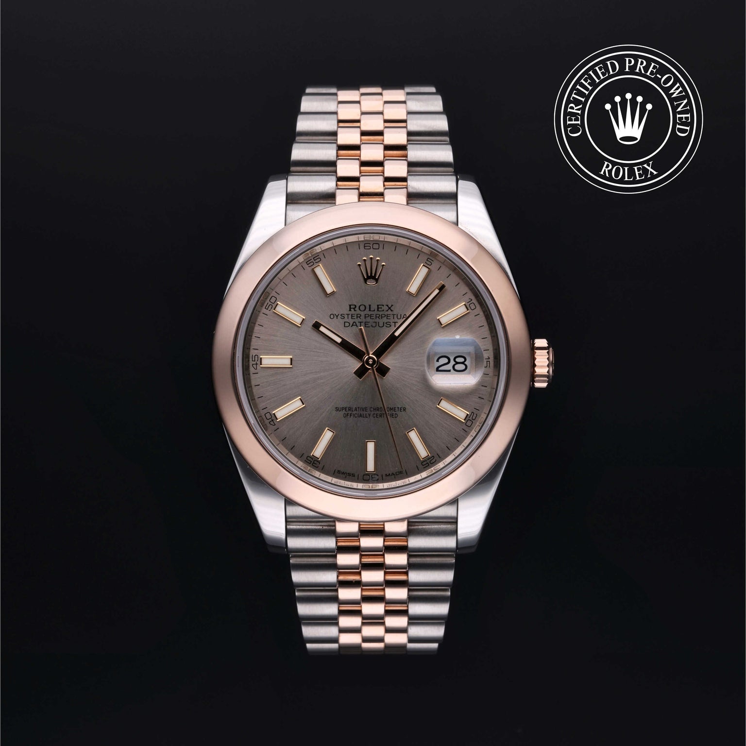 Rolex Certified Pre-owned Datejust M126301-0010 front on black background