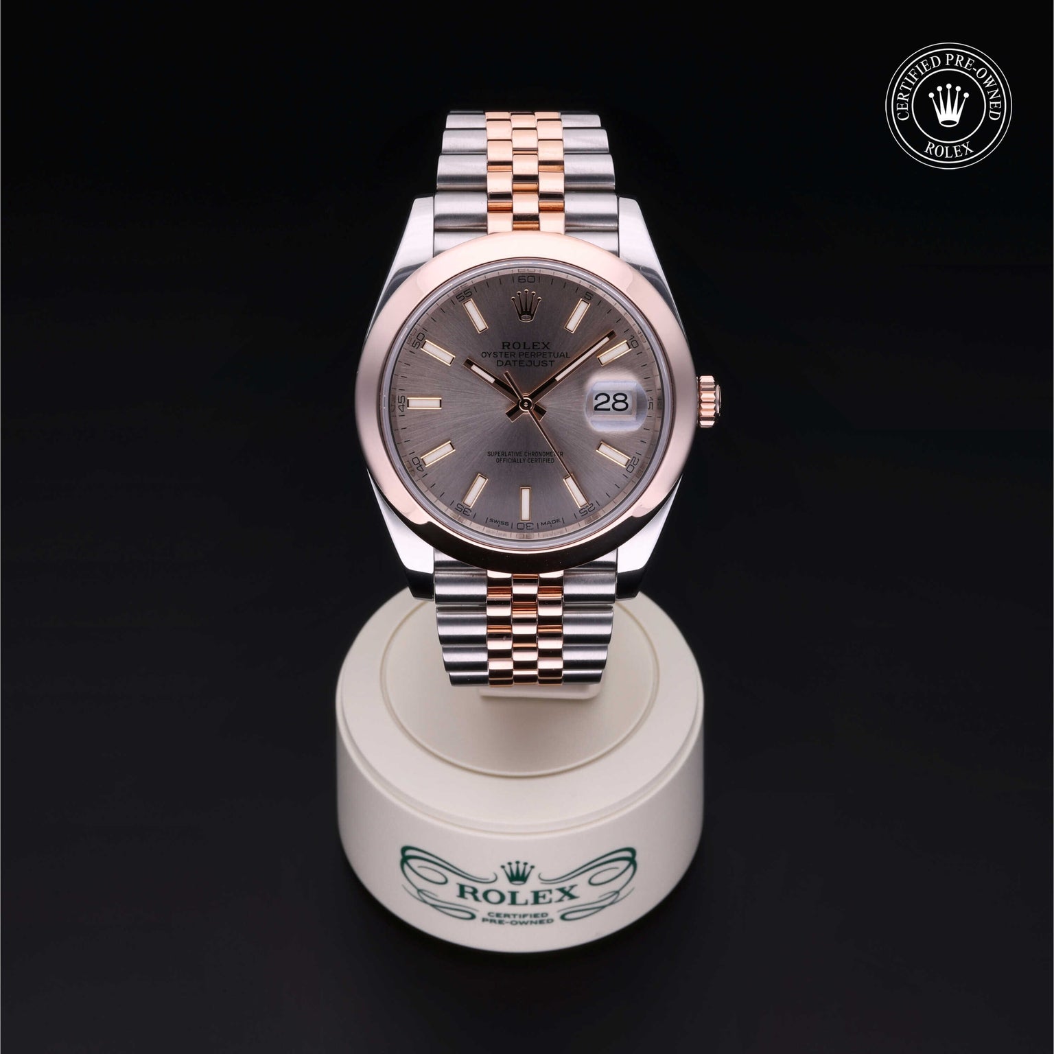 Rolex Certified Pre-owned Datejust M126301-0010 front on black background