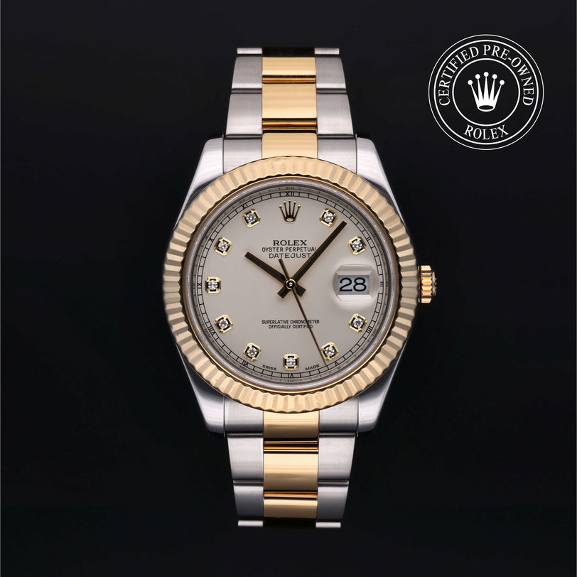 Rolex Certified Pre-owned Datejust M116333-0008 front on black background