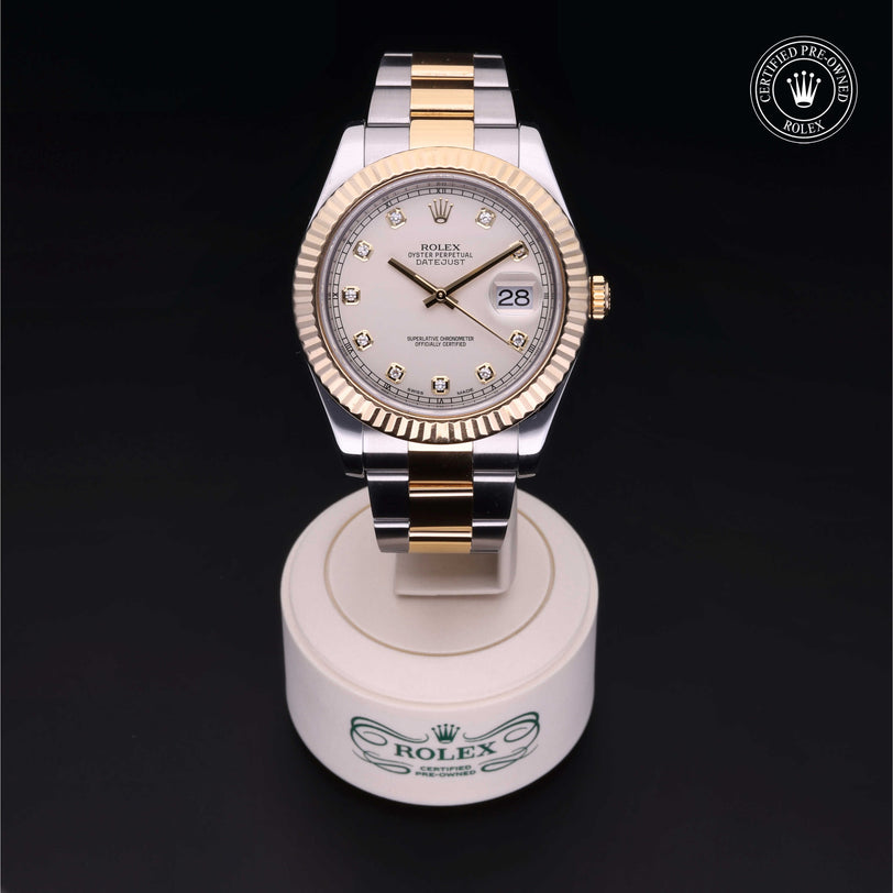 Rolex Certified Pre-owned Datejust M116333-0008 front on black background