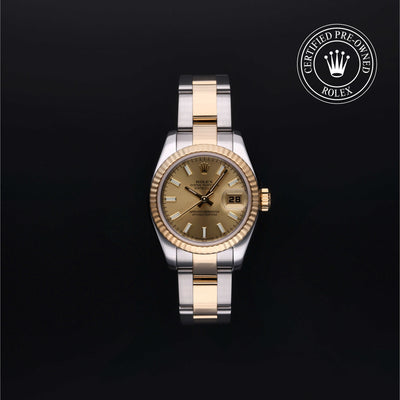 Rolex Certified Pre-owned Lady Datejust M179173-0116 front on black background