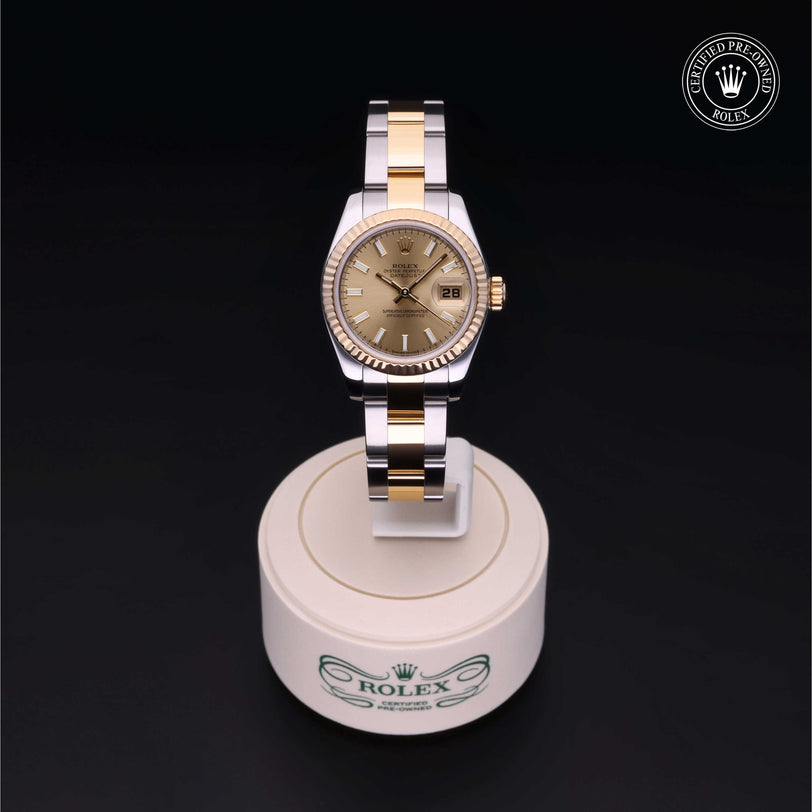 Rolex Certified Pre-owned Lady Datejust M179173-0116 front on black background