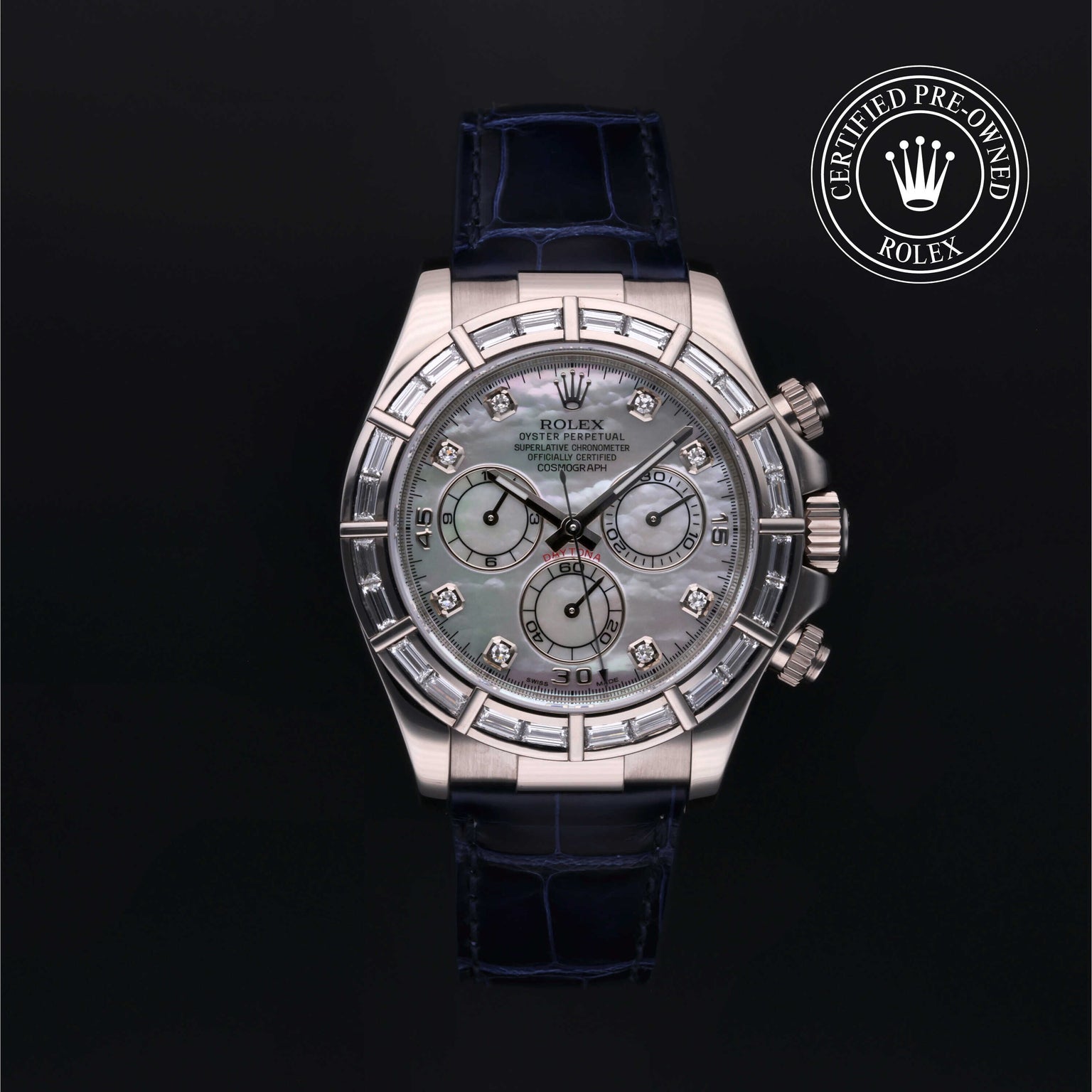 Rolex Certified Pre-owned Daytona M116589BR-0002 front on black background