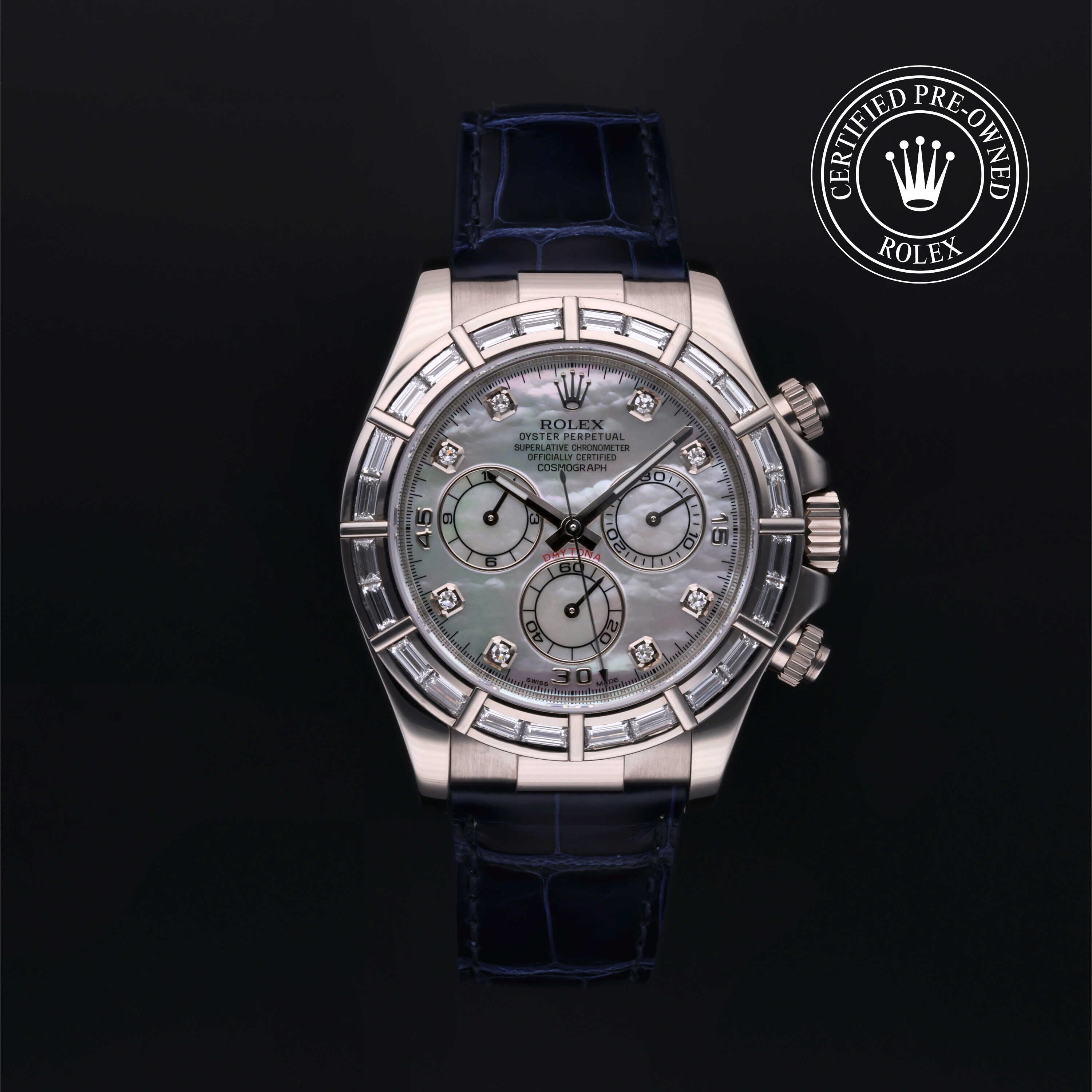 Rolex Certified Pre-owned Daytona M116589BR-0002 front on black background