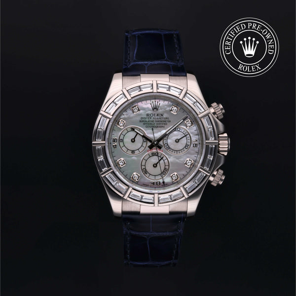Rolex Certified Pre-owned Daytona M116589BR-0002 front on black background