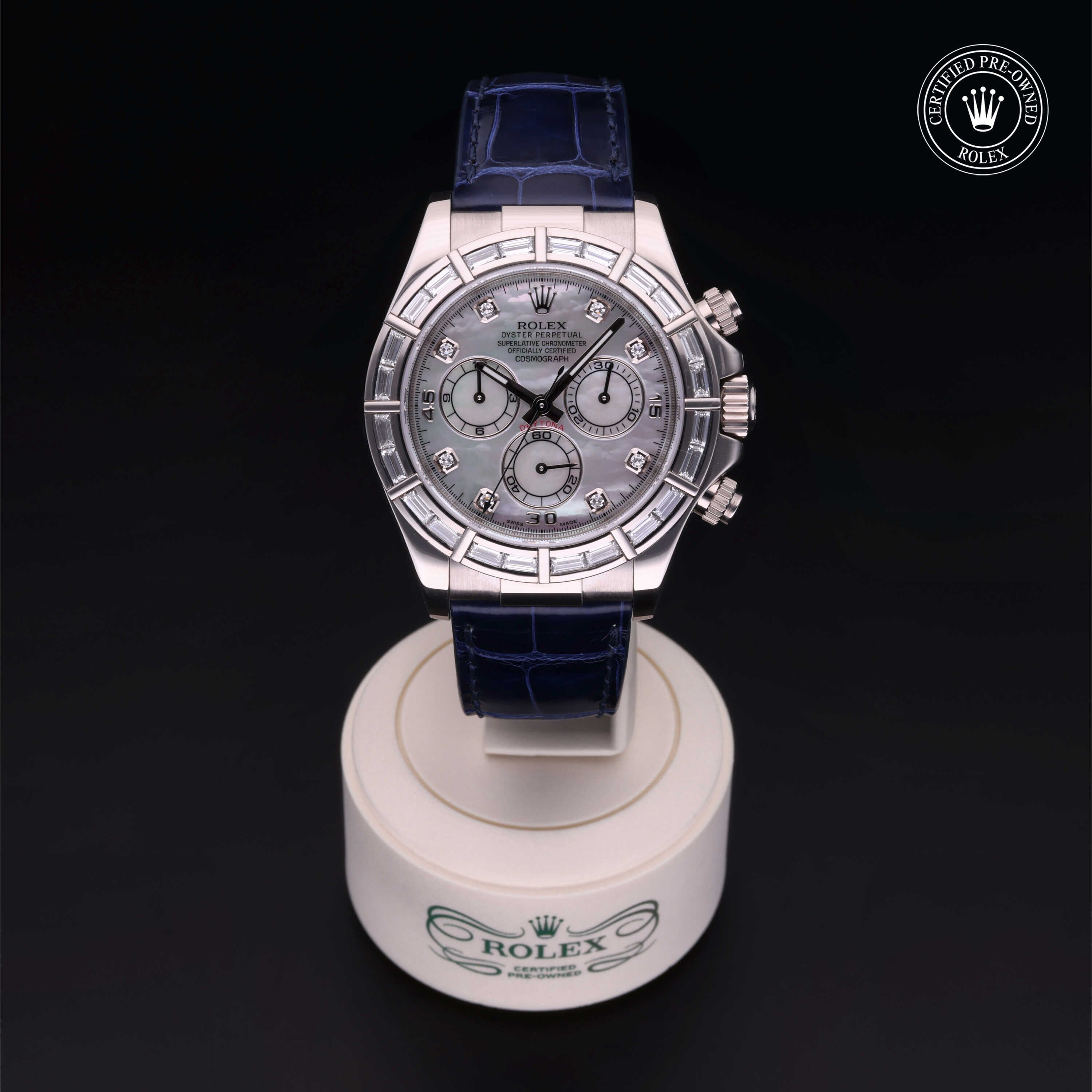 Rolex Certified Pre-owned Daytona M116589BR-0002 front on black background