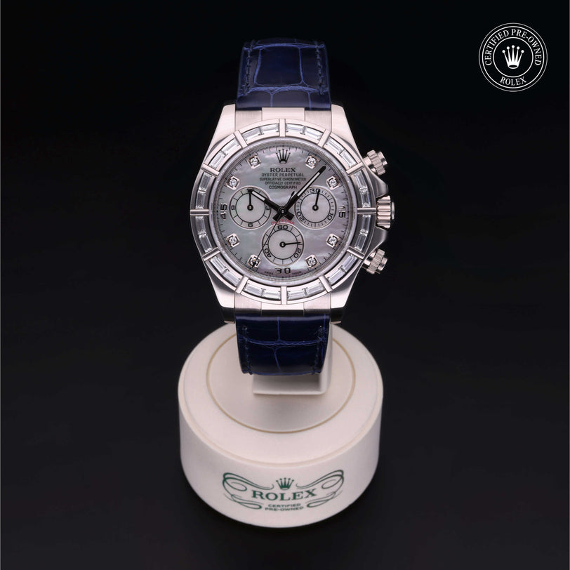 Rolex Certified Pre-owned Daytona M116589BR-0002 front on black background