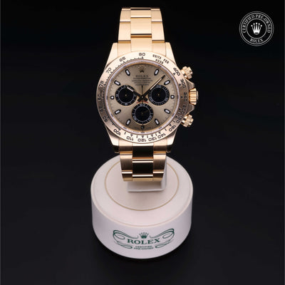 Rolex Certified Pre-owned Daytona M116508-0014 front on black background