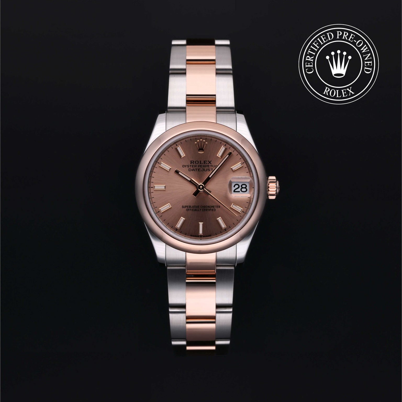 Rolex Certified Pre-owned Lady Datejust M278241-0027 front on black background