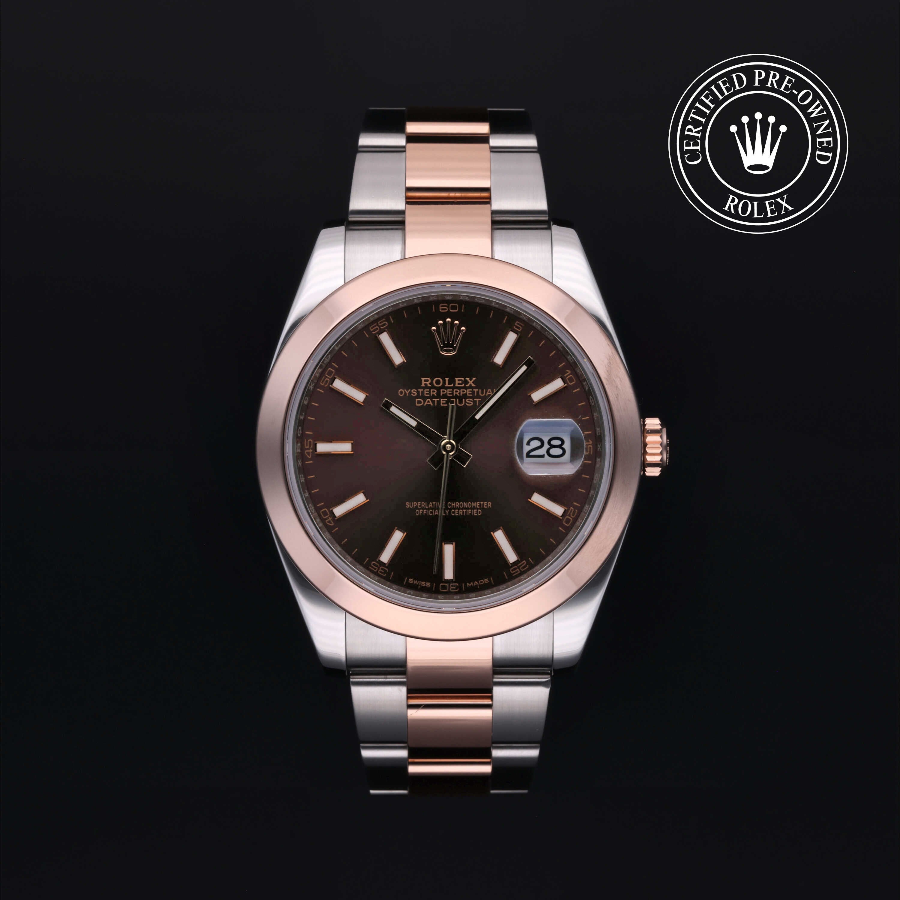 Rolex Certified Pre-owned Datejust M126301-0001 front on black background