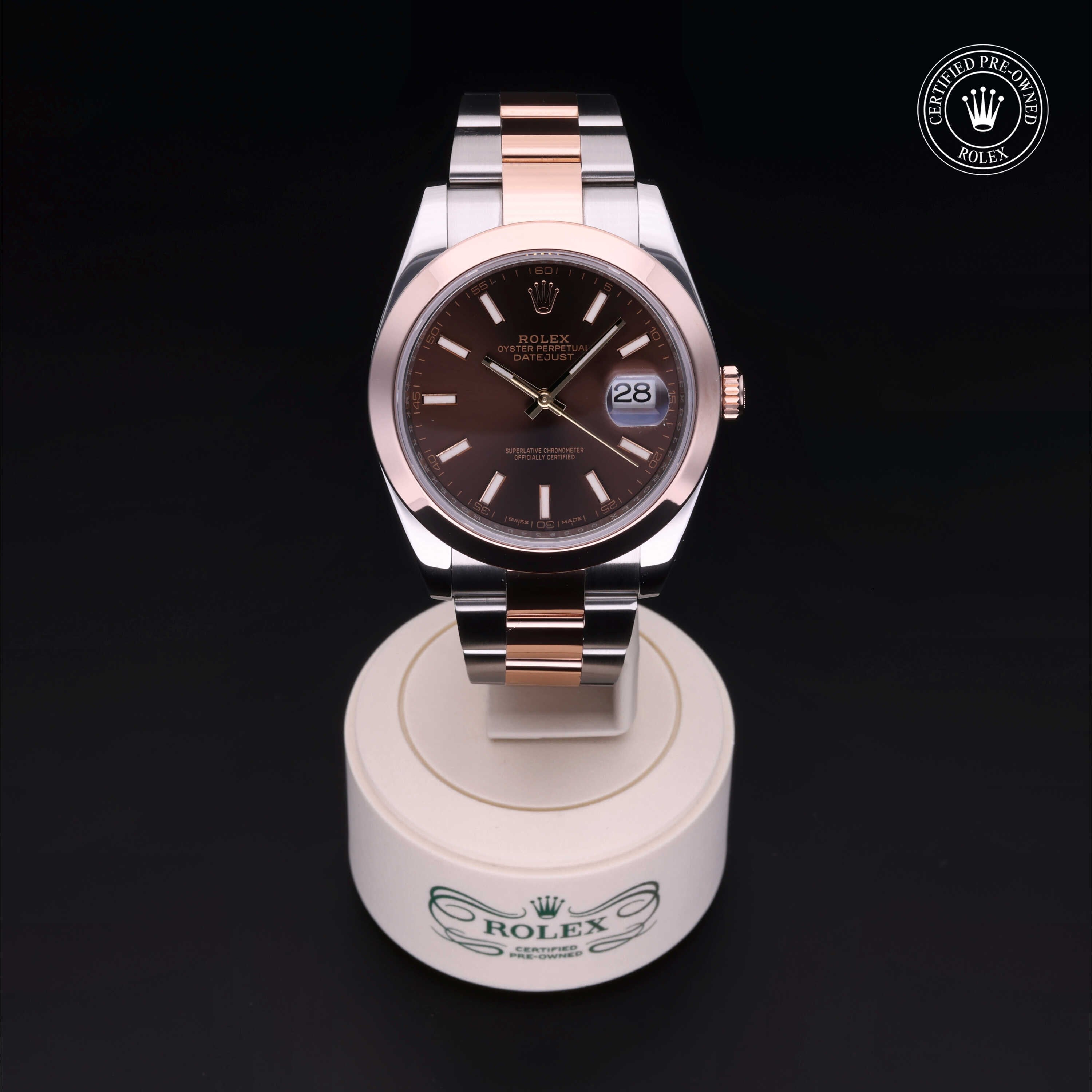 Rolex Certified Pre-owned Datejust M126301-0001 front on black background