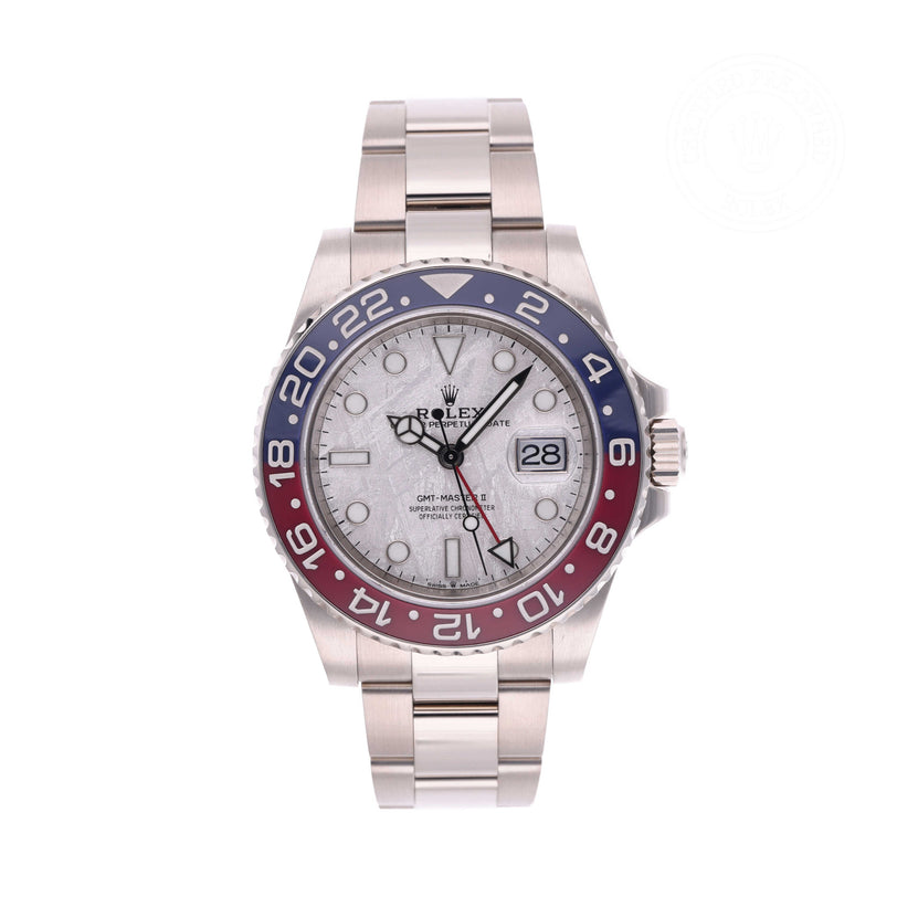 Rolex Certified Pre-owned GMT II M126719BLRO-0002 front on white background