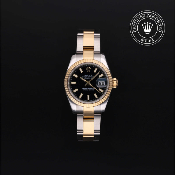 Rolex Certified Pre-owned Lady Datejust M179173-0013 front on black background