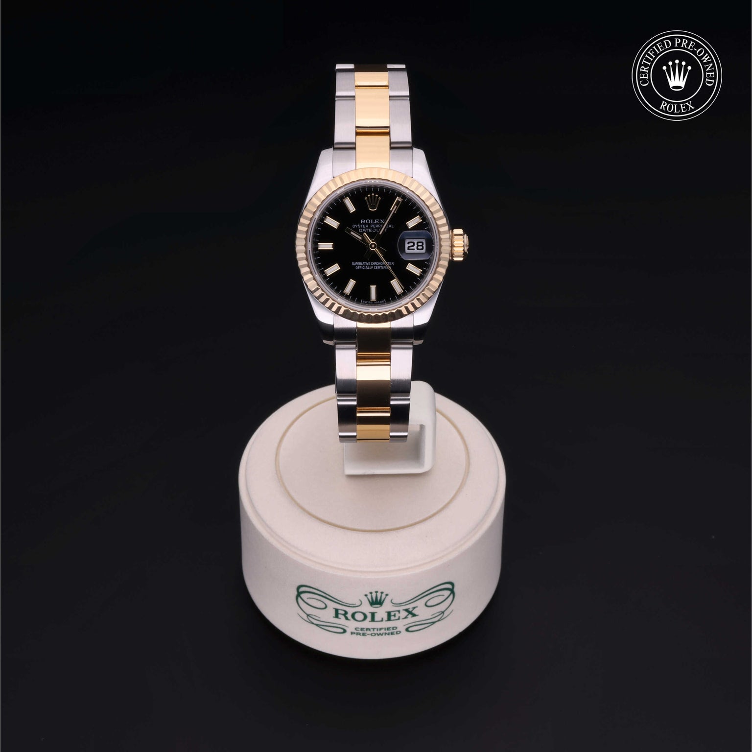 Rolex Certified Pre-owned Lady Datejust M179173-0013 front on black background