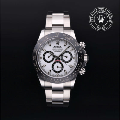 Rolex Certified Pre-owned Daytona M116500LN-0001 front on black background