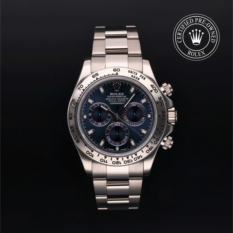 Rolex Certified Pre-owned Daytona M116509-0071 front on black background