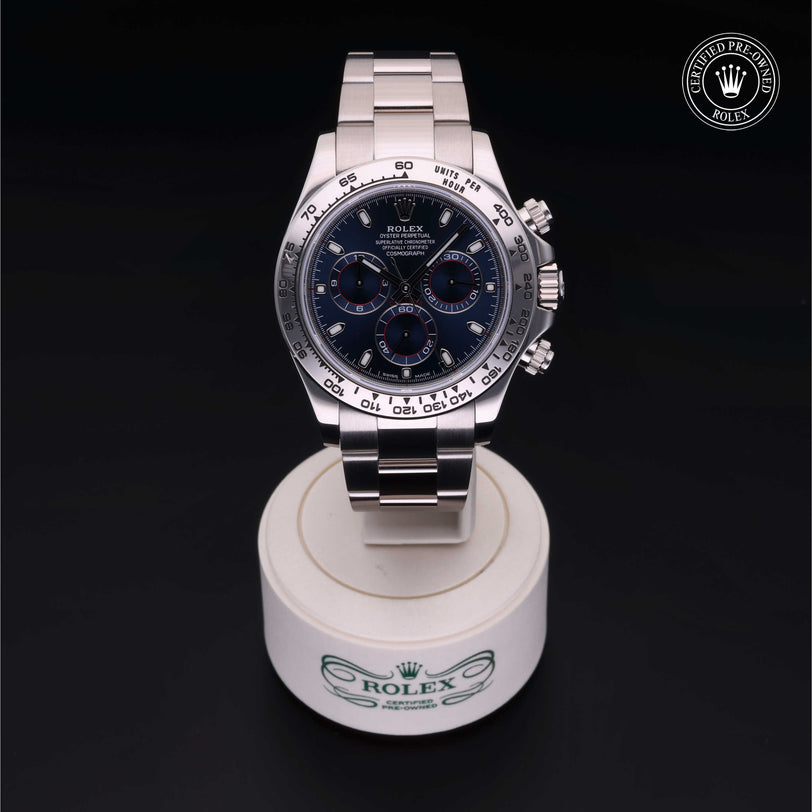 Rolex Certified Pre-owned Daytona M116509-0071 front on black background