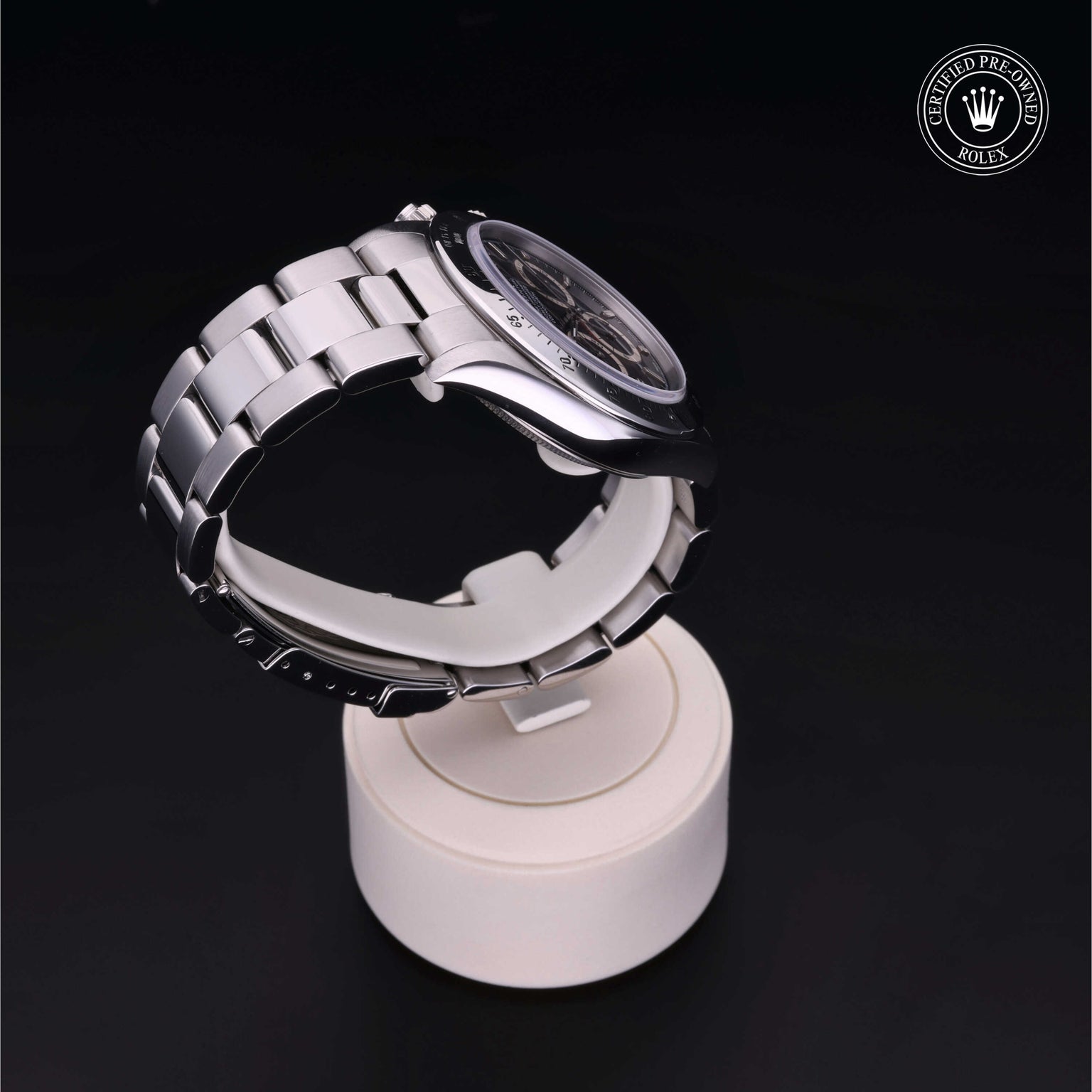 Rolex Certified Pre-owned Daytona M16520-0002 front on black background