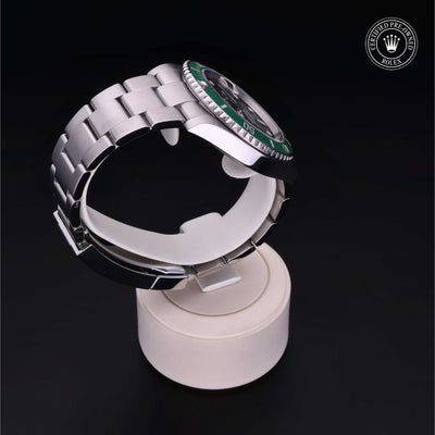 Rolex Certified Pre-owned Submariner M126610LV-0002 front on black background