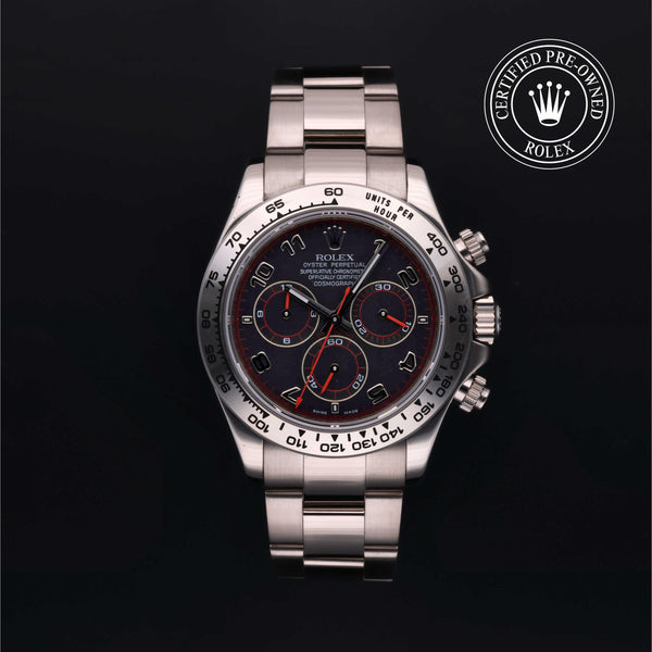Rolex Certified Pre-owned Daytona M116509-0019 front on black background