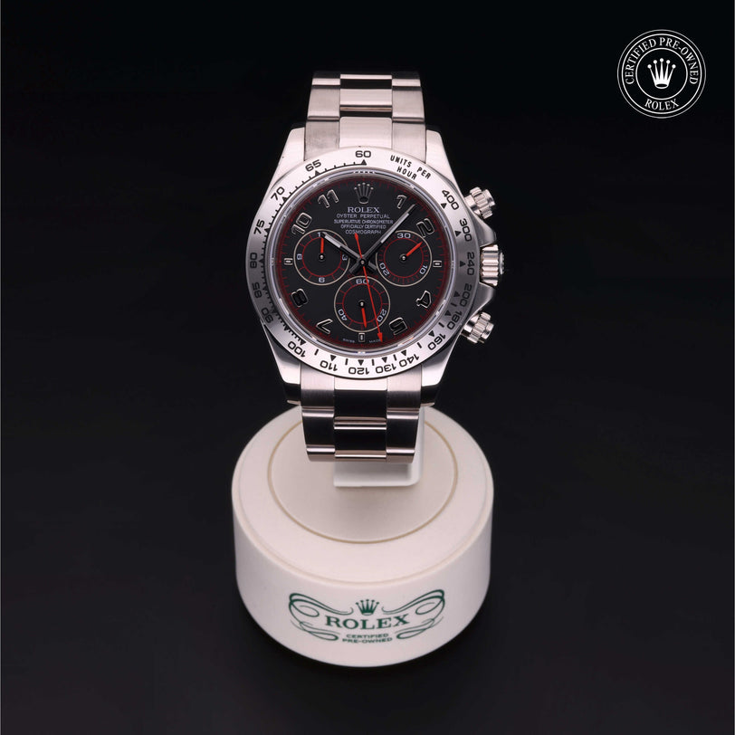 Rolex Certified Pre-owned Daytona M116509-0019 front on black background