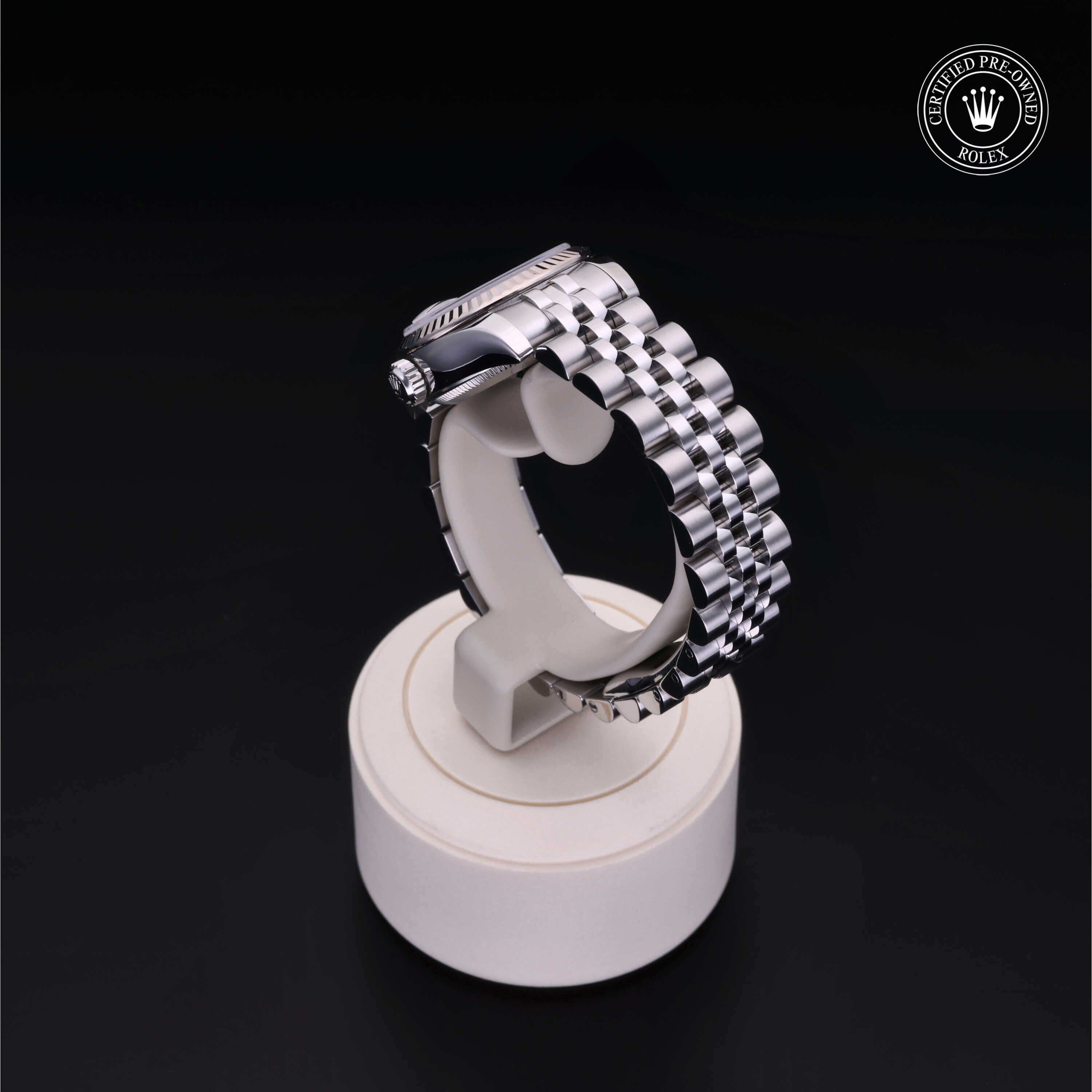 Rolex Certified Pre-owned Lady Datejust M179174-0030 front on black background