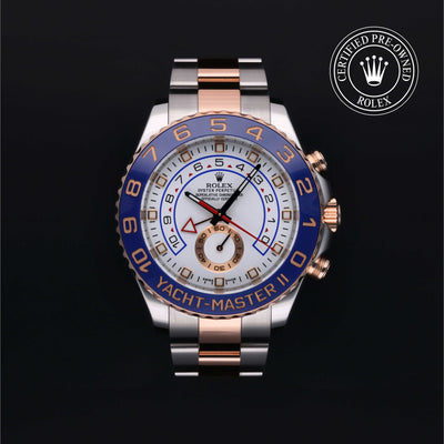 Rolex Certified Pre-owned Yacht-Master II M116681-0001 front on black background