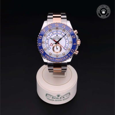 Rolex Certified Pre-owned Yacht-Master II M116681-0001 front on black background
