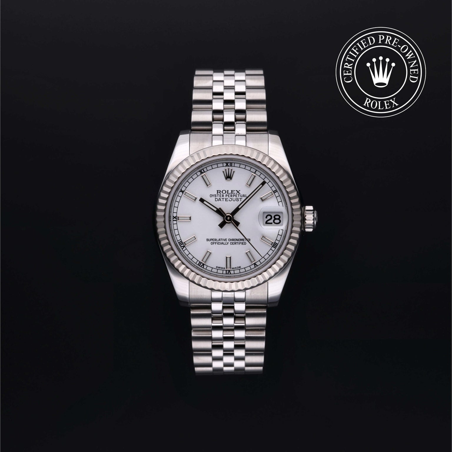 Rolex Certified Pre-owned Lady Datejust M178274-0008 front on black background