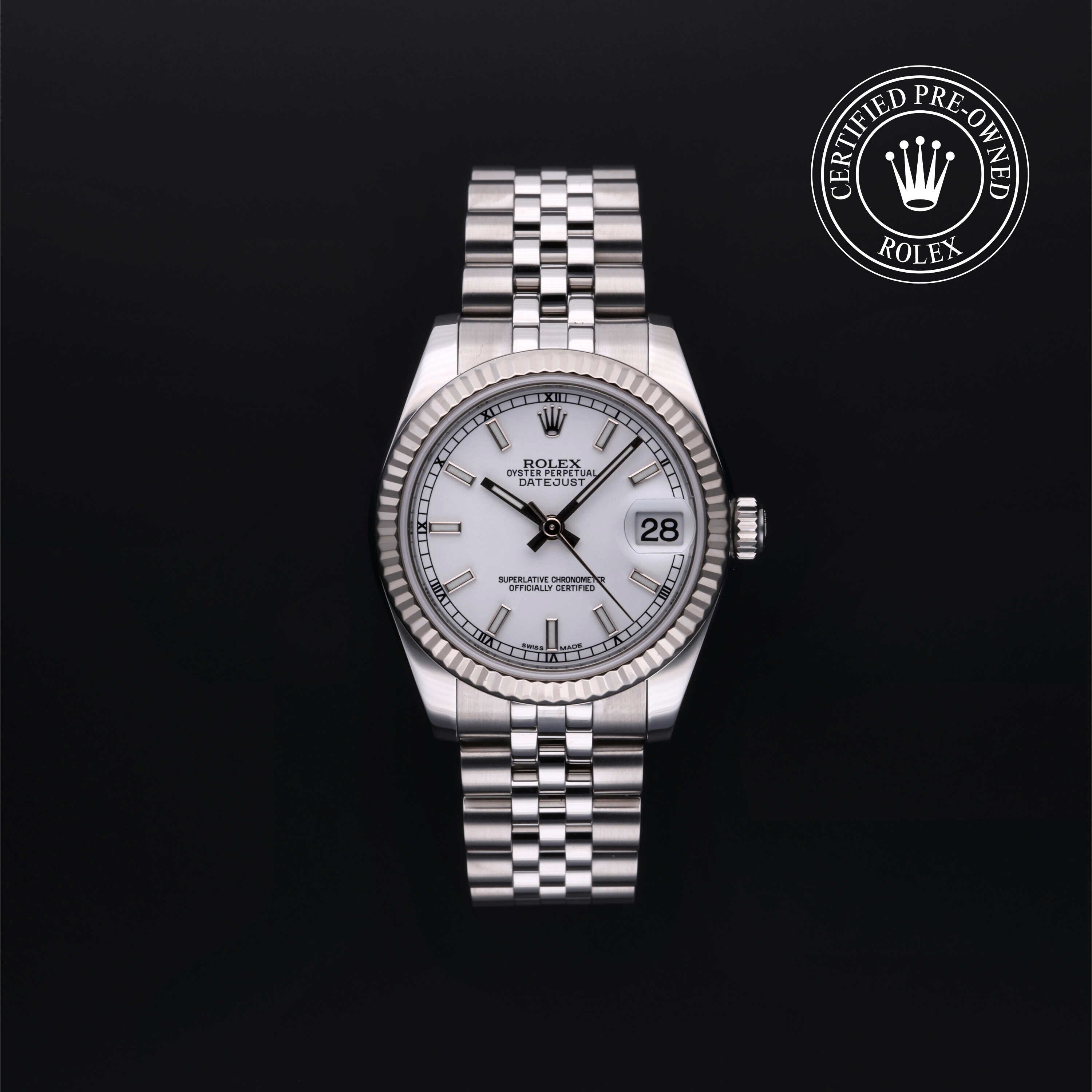 Rolex Certified Pre-owned Lady Datejust M178274-0008 front on black background