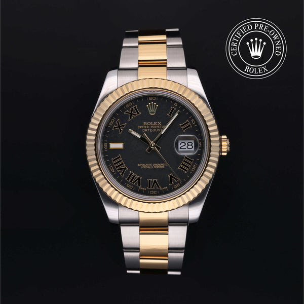 Rolex Certified Pre-owned Datejust M116333-0002 front on black background