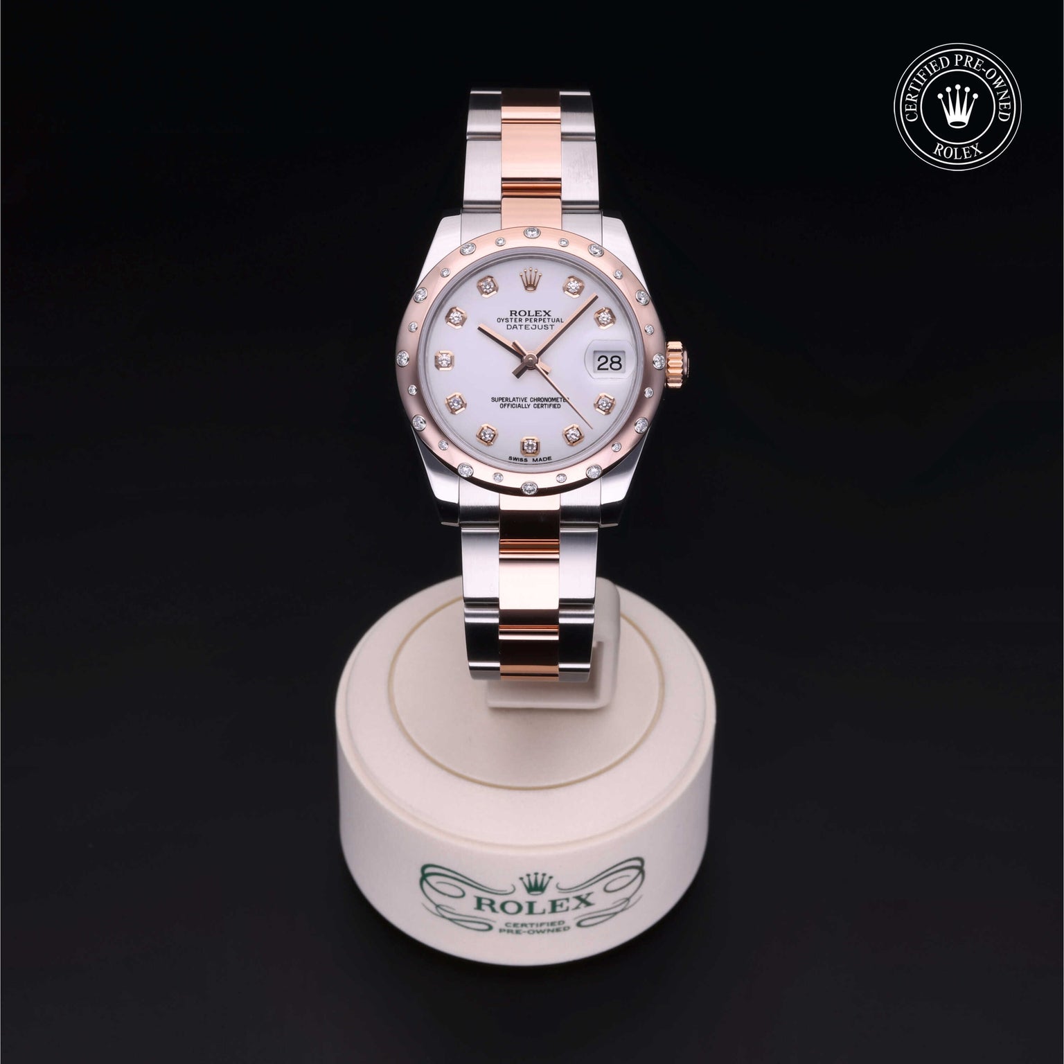 Rolex Certified Pre-owned Lady Datejust M178341-0015 front on black background