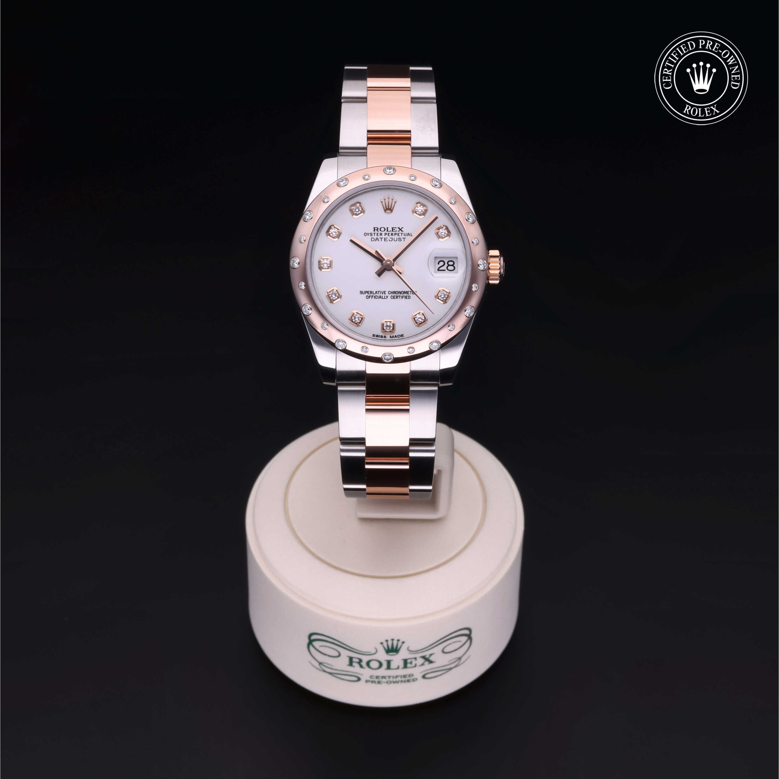 Rolex Certified Pre-owned Lady Datejust M178341-0015 front on black background