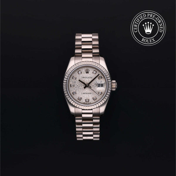 Rolex Certified Pre-owned Lady Datejust M179179-0066 front on black background