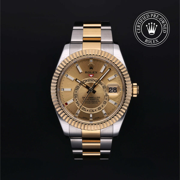 Rolex Certified Pre-owned Sky-Dweller M326933-0001 front on black background