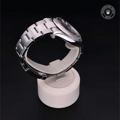 Rolex Certified Pre-owned Datejust M126334-0017 front on black background