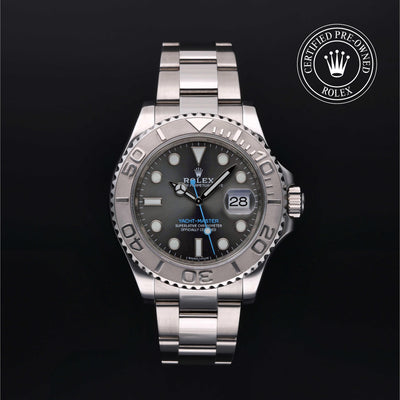 Rolex Certified Pre-owned Yacht-Master M116622-0003 front on black background