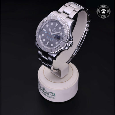 Rolex Certified Pre-owned Yacht-Master M116622-0003 front on black background