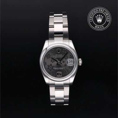 Rolex Certified Pre-owned Lady Datejust M178240-0040 front on black background