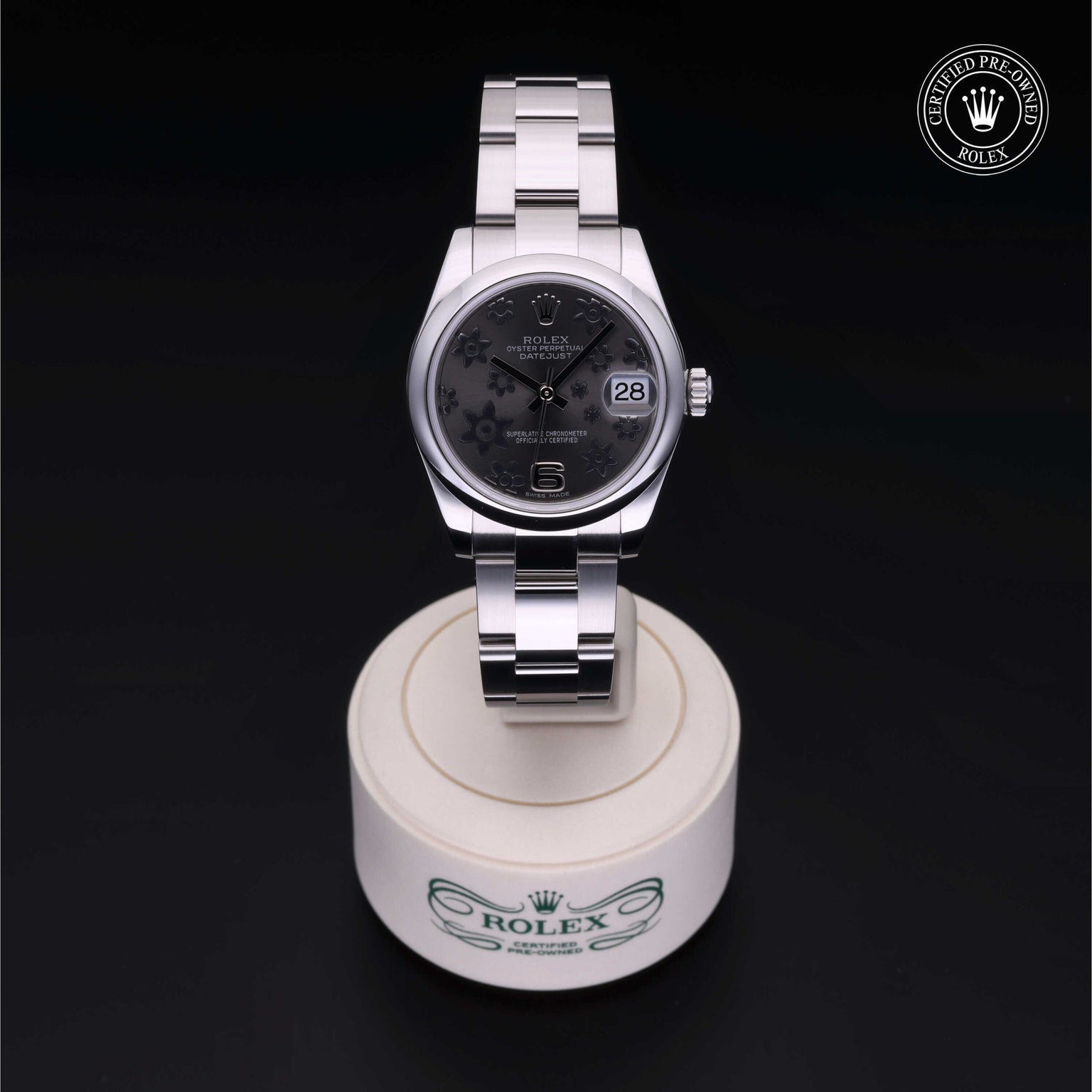 Rolex Certified Pre-owned Lady Datejust M178240-0040 front on black background