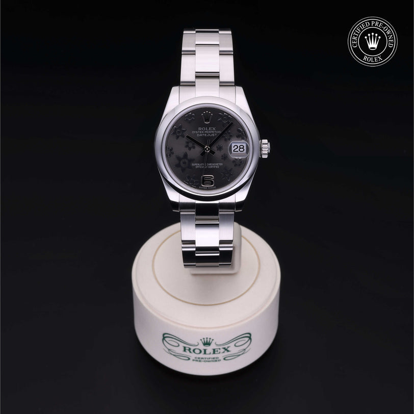 Rolex Certified Pre-owned Lady Datejust M178240-0040 front on black background
