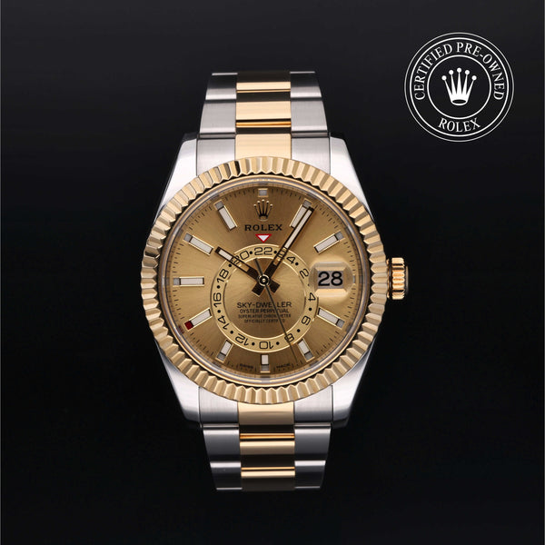 Rolex Certified Pre-owned Sky-Dweller M326933-0001 front on black background