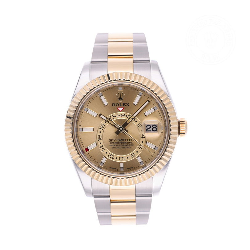 Rolex Certified Pre-owned Sky-Dweller M326933-0001 front on white background