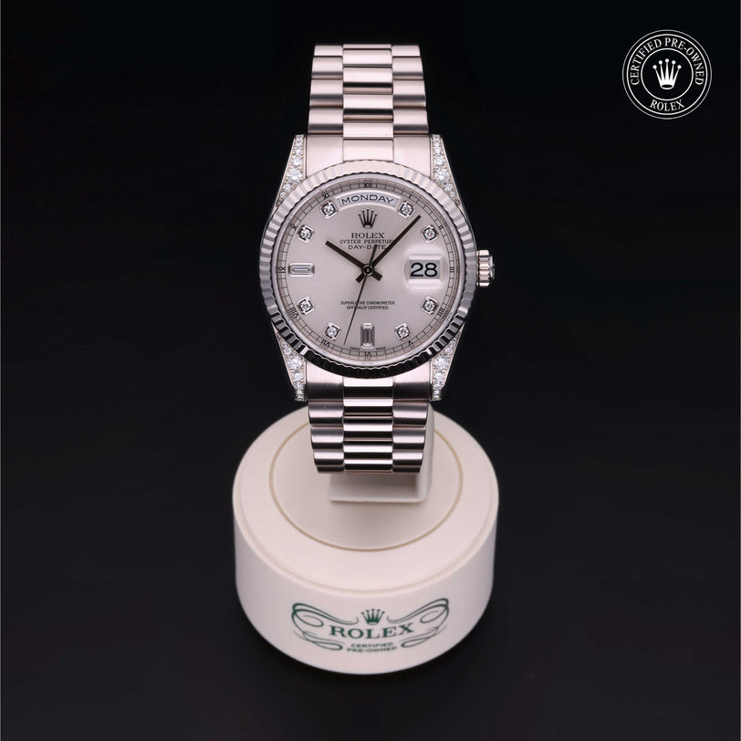 Rolex Certified Pre-owned Day-date M118339-0020 front on black background