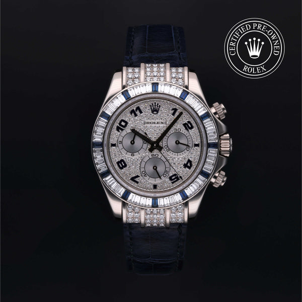 Rolex Certified Pre-owned Daytona M11659912SA-0007 front on black background